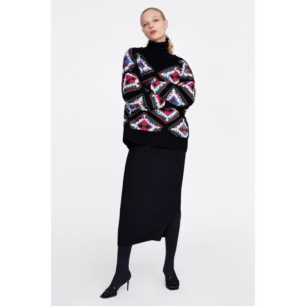 New Zara Sweater w/ Geometric Embroidery (Sz: S)